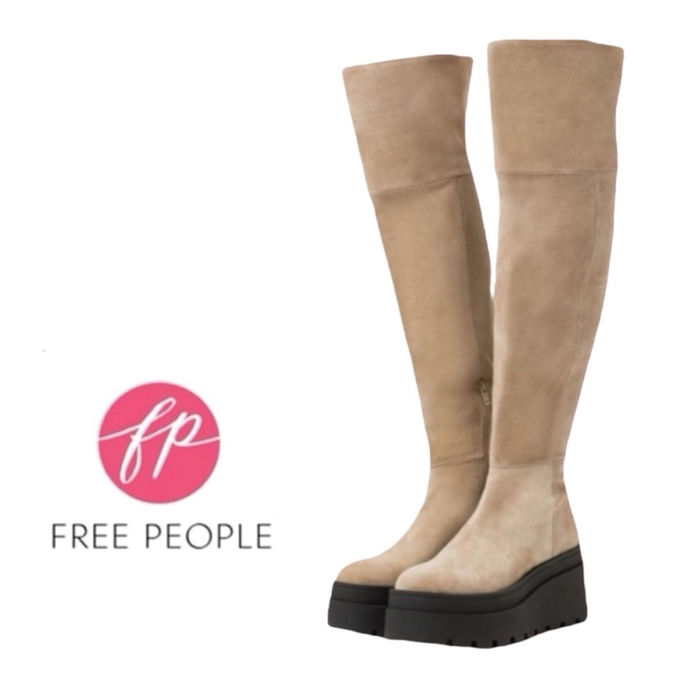 FREE PEOPLE* NWT Suede Boots London Calling Over The Knee  37.5 or 7